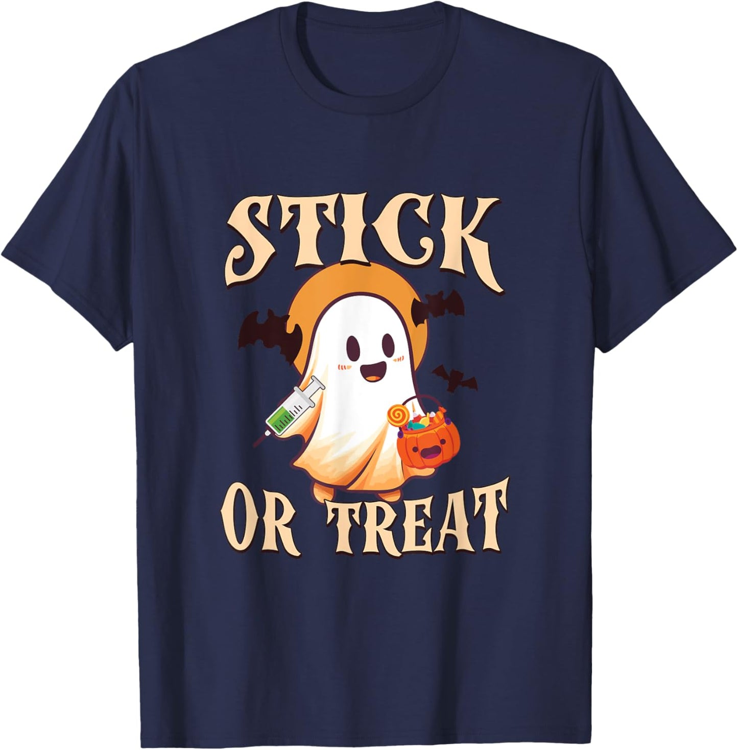 Halloween Nurse Fall Phlebotomy Tech Phlebotomist CRNA ER T-Shirt - T-Shirt | Navy