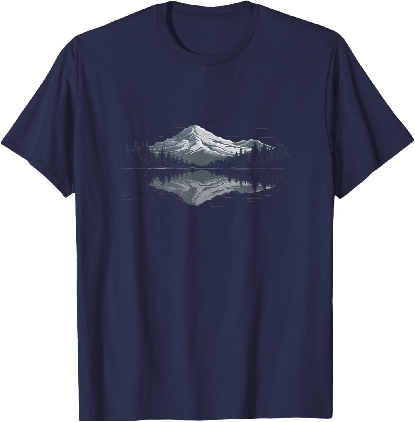 Mountain Wildlife Trees Outdoors Nature Forest Graphic Men T-Shirt - T-Shirt | Navy
