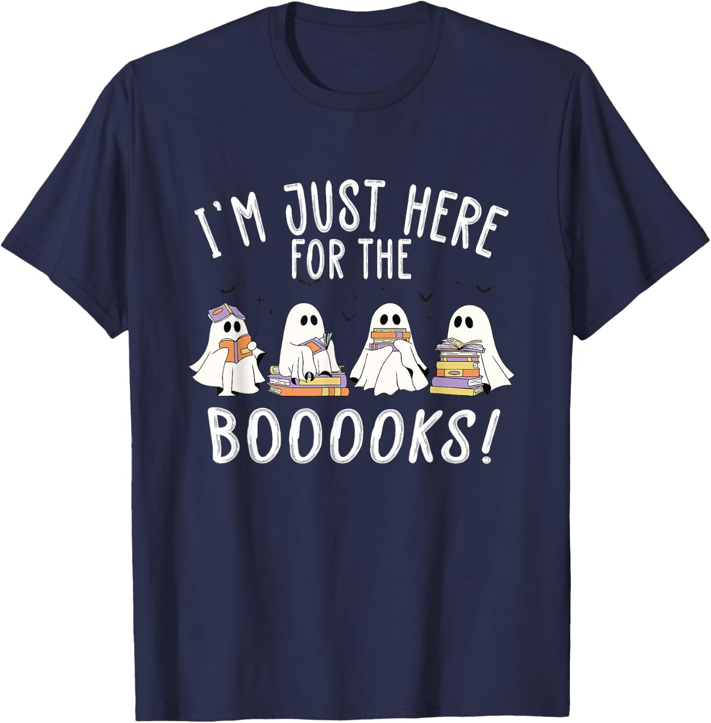 I'm Just Here For The Books - Cute Halloween Ghost Reading T-Shirt - T-Shirt | Navy