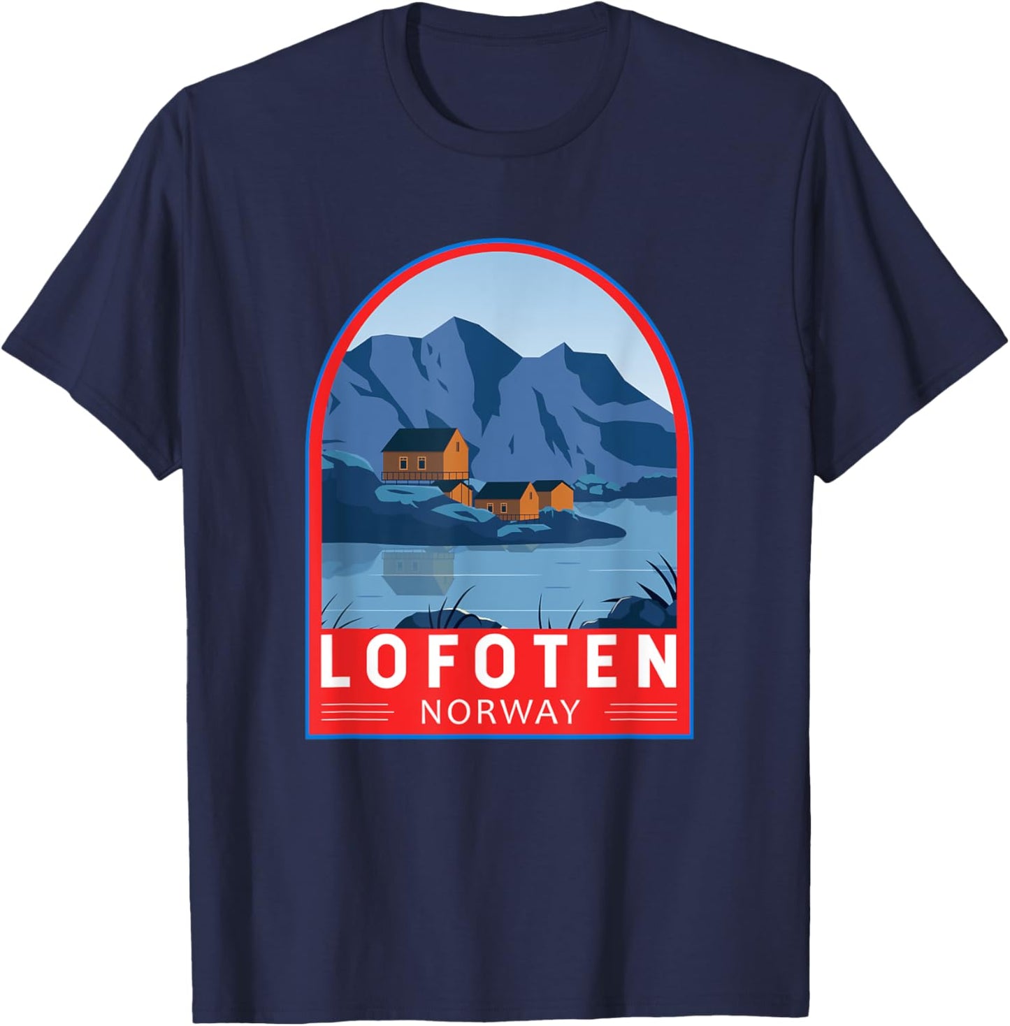 Lofoten Norway Retro Emblem Vintage T-Shirt - T-Shirt | Navy