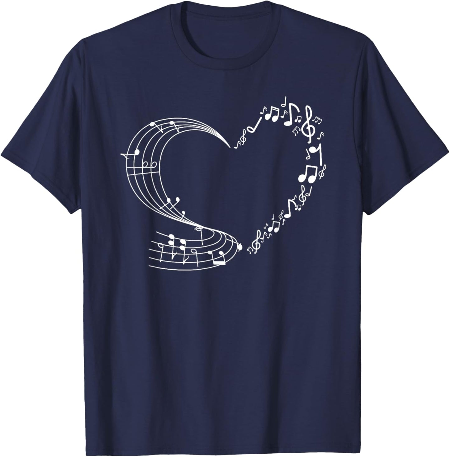 Cute Heart Music Note Women Girls Musicians T-Shirt - T-Shirt | Navy