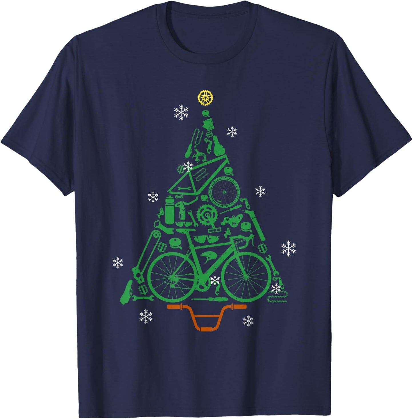 Road Bike Bicycle Funny Christmas Tree Cyclist Kids Adults T-Shirt - T-Shirt | Navy