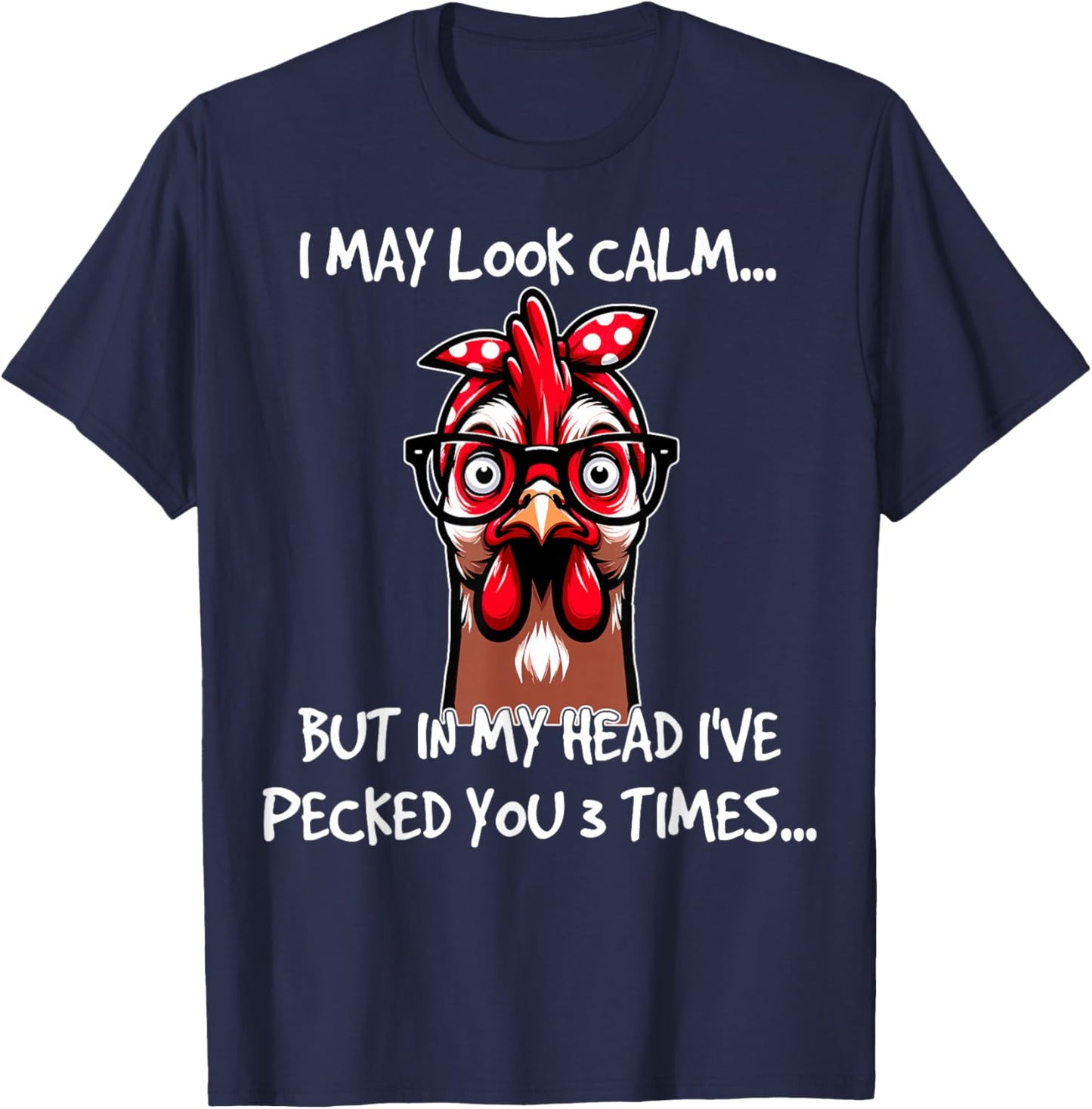 Chicken With Bandana Headband Glasses Funny Girls T-Shirt - T-Shirt | Navy