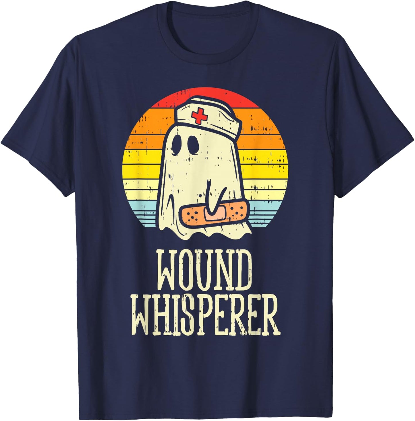 Wound Whisperer Ghost Nurse Boo Halloween Nursing RN T-Shirt - T-Shirt | Navy