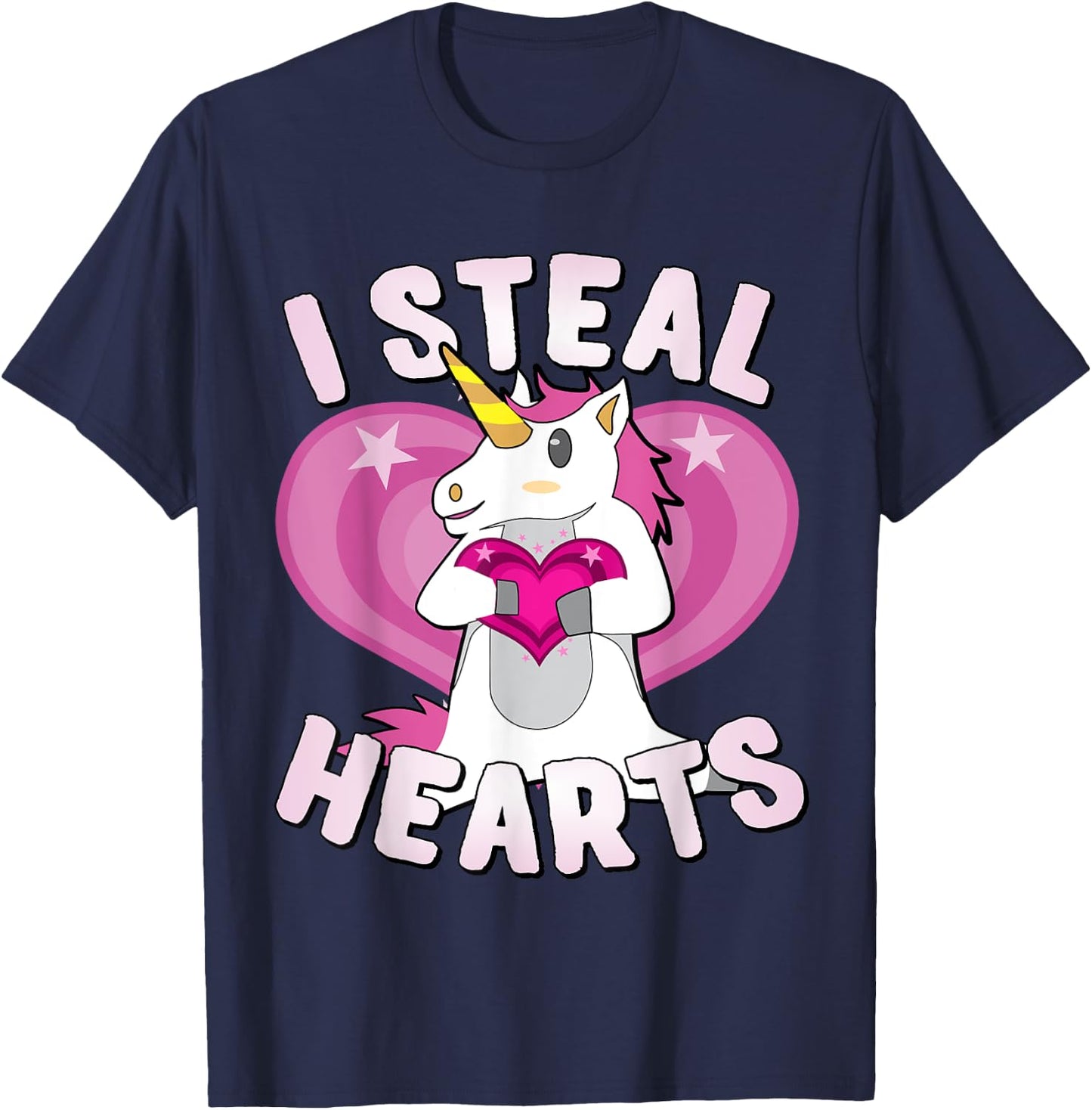 I Steal Hearts Unicorn Valentine's Day T-Shirt - T-Shirt | Navy
