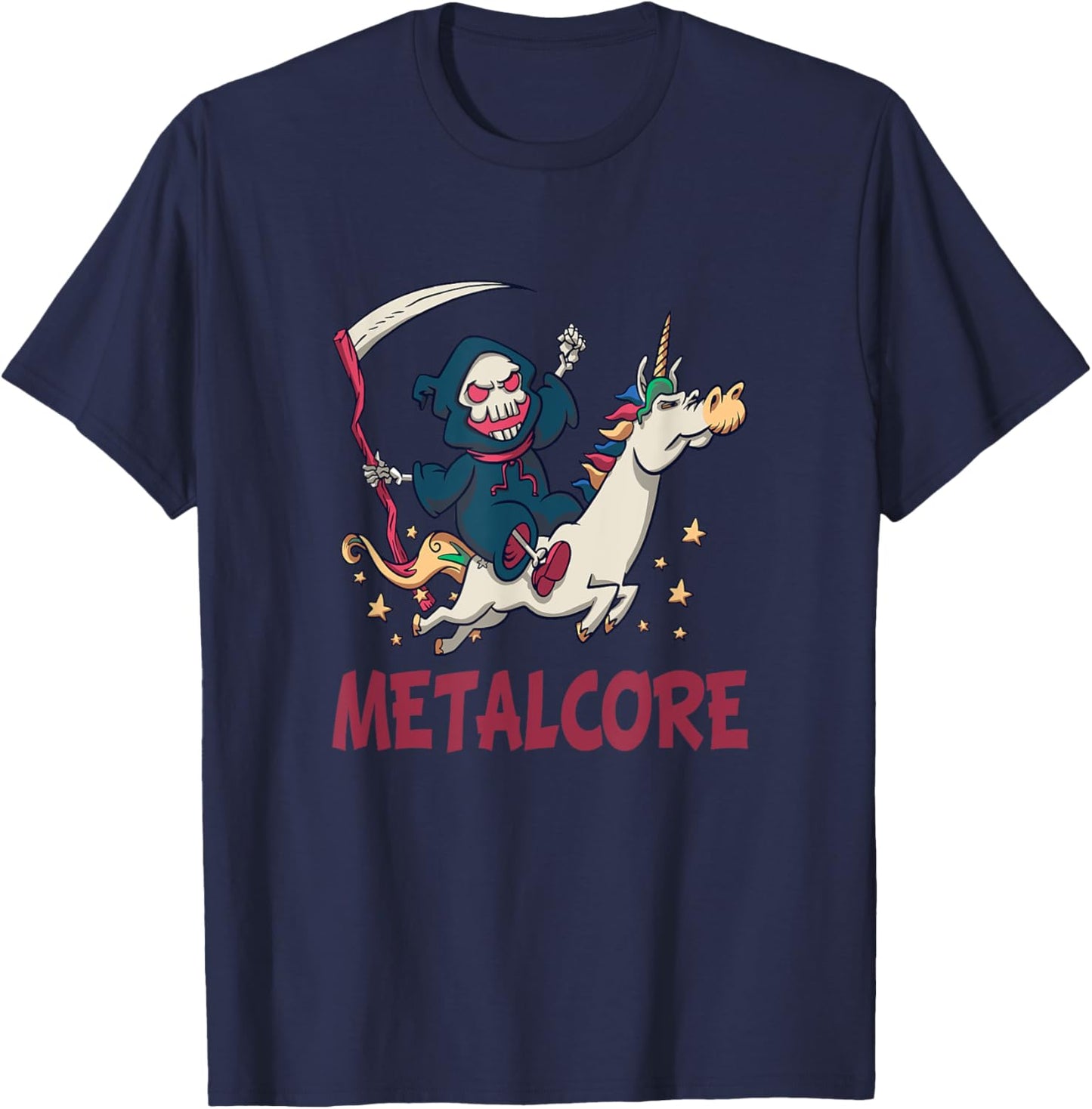 Funny Metalcore Reaper Unicorn Metalhead T-Shirt - T-Shirt | Navy