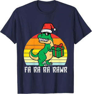 Kids Christmas Trex Fa Ra Ra Rawr Xmas Dino Boys Kids Toddler T-Shirt - T-Shirt | Navy