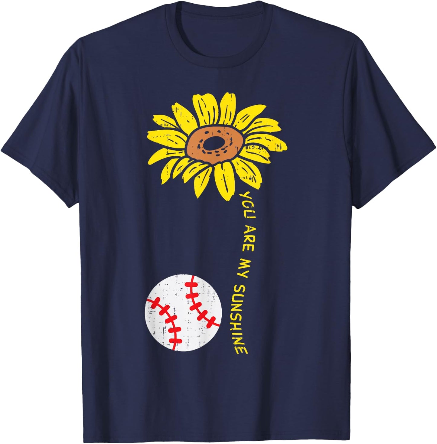 Sunflower Sunshine Baseball Softball Sports Men Women Kids T-Shirt - T-Shirt | Navy