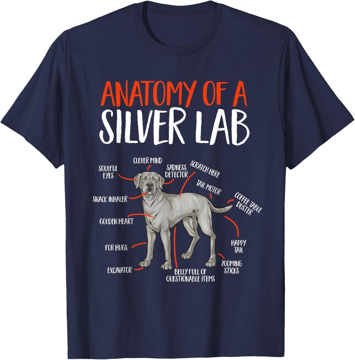 Silver Labrador Retriever Anatomy Of A Silver Lab T-Shirt - T-Shirt | Navy