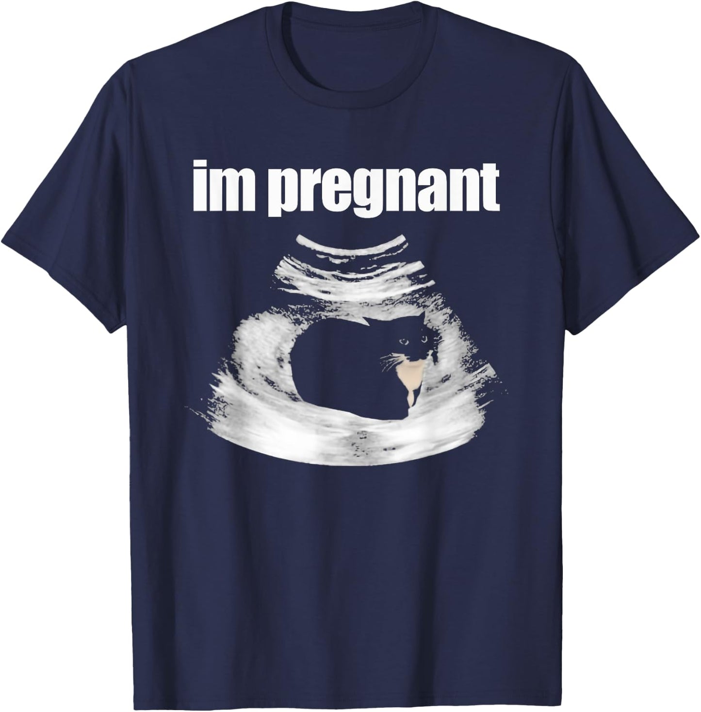 I’m Pregnant Cat Funny Cat Mom Pregnancy Black Kitten Women T-Shirt - T-Shirt | Navy