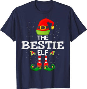 The Bestie Elf Christmas Family Matching Pajama T-Shirt - T-Shirt | Navy