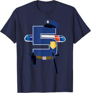 5 Years Old 5th Birthday Police Officer Kids Costume Gift T-Shirt - T-Shirt | Navy
