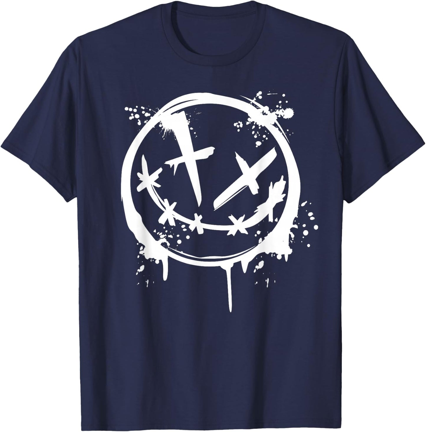 Evil Smile Face Splatter Silhouette Party T-Shirt - T-Shirt | Navy