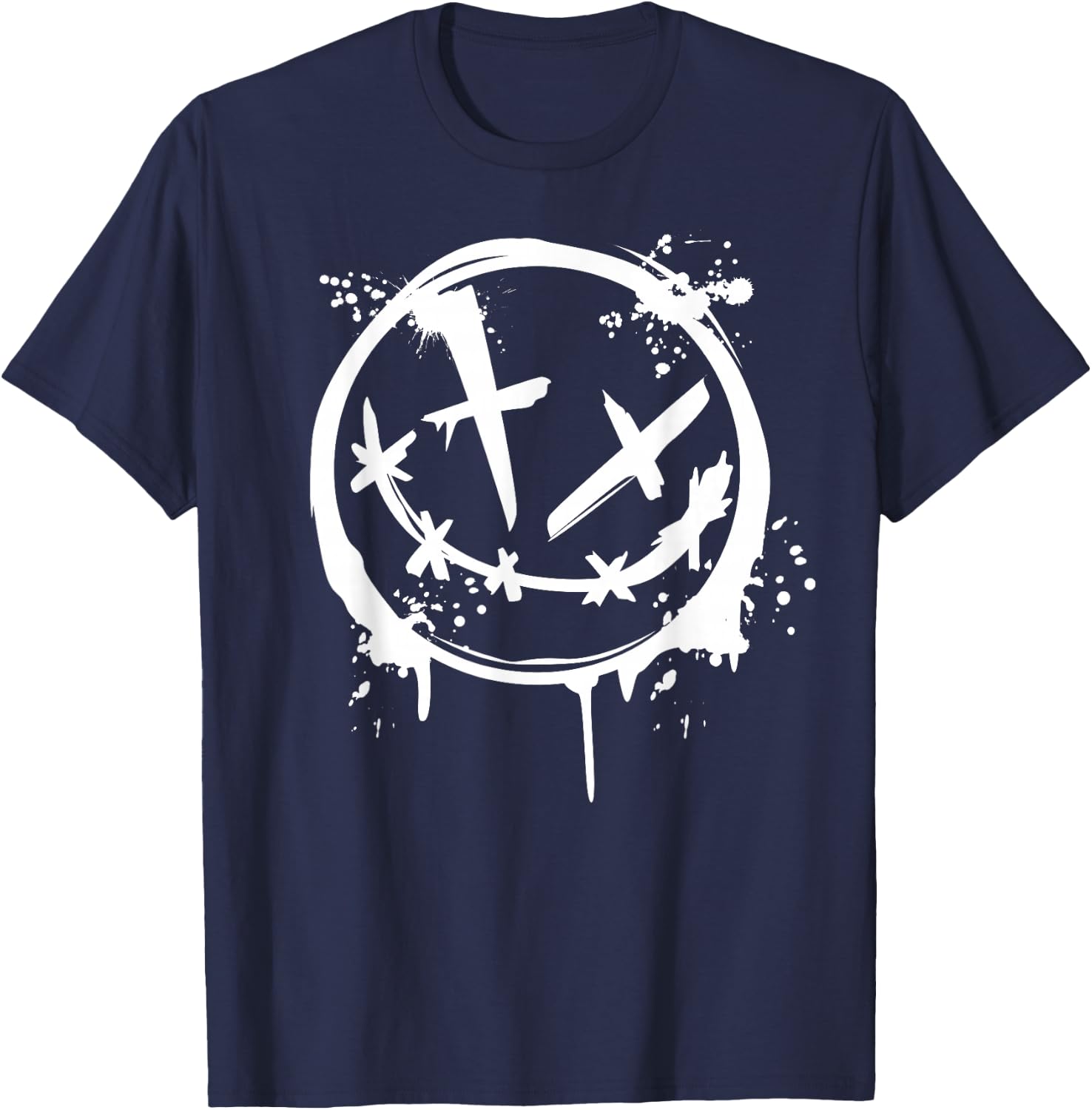 Evil Smile Face Splatter Silhouette Party T-Shirt - T-Shirt | Navy