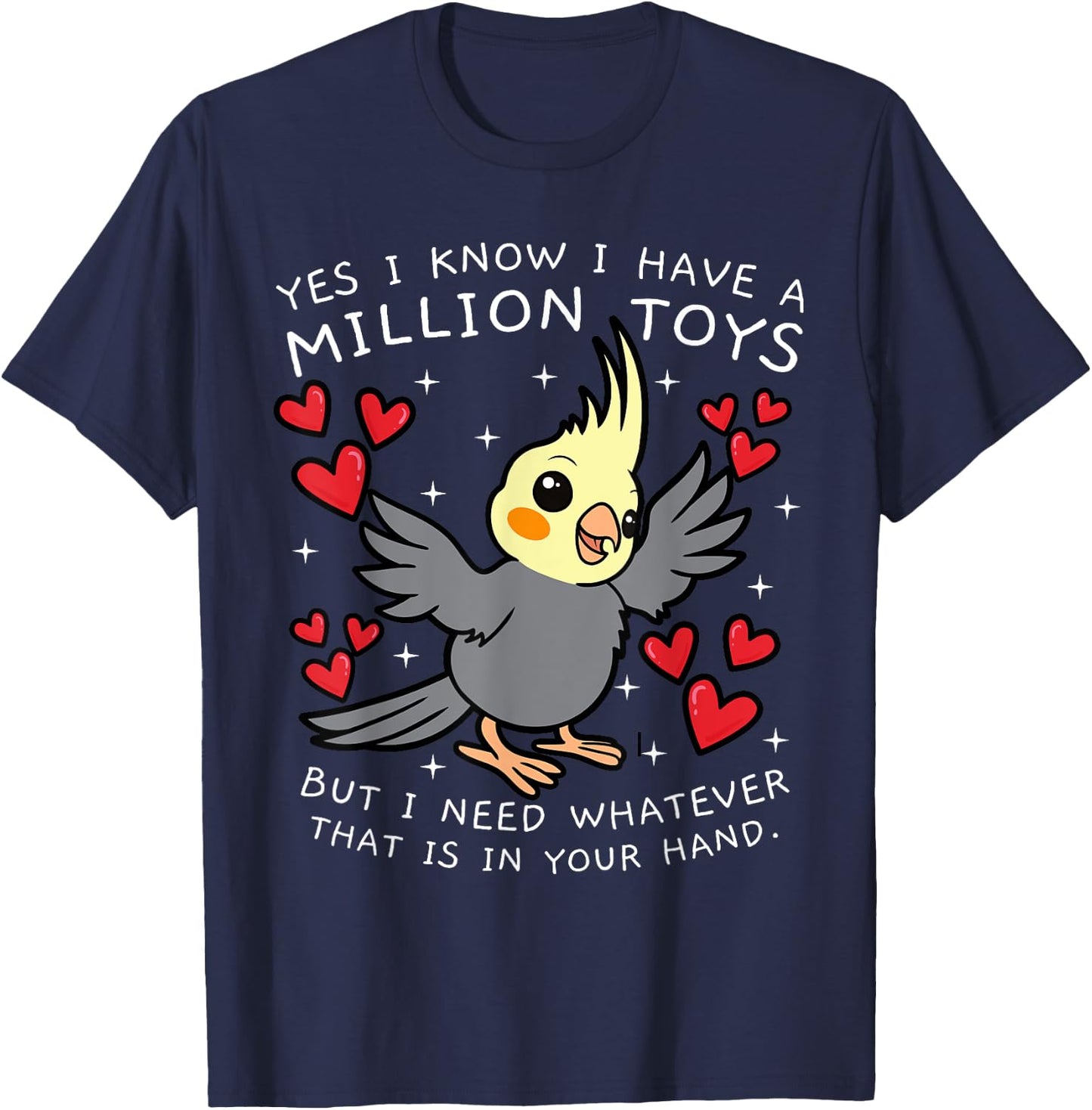 Cockatiel Cockatoo Lutino Parrot Weiro Bird Quarrion Tiel T-Shirt - T-Shirt | Navy