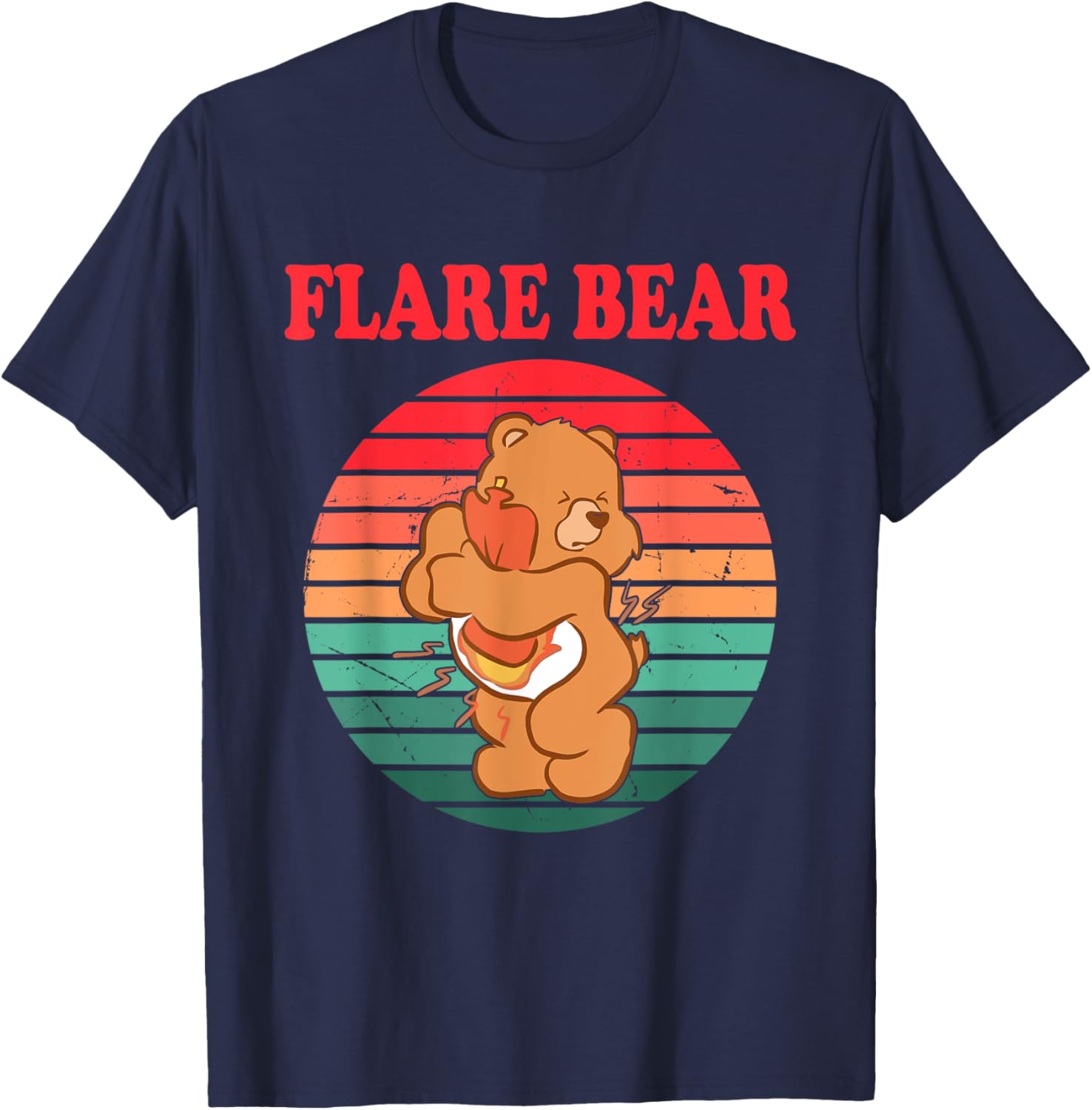 Funny Flare Bear Vintage Apparel T-Shirt - T-Shirt | Navy