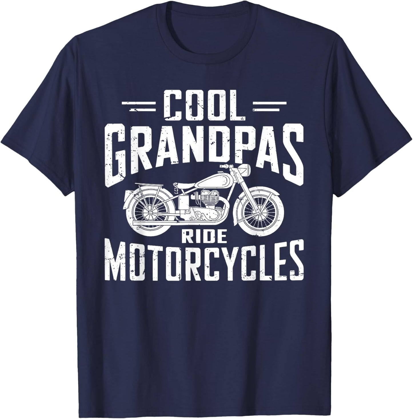 Cool Grandpas Ride Motorcycles Funny Grandpa Biker Father T-Shirt - T-Shirt | Navy