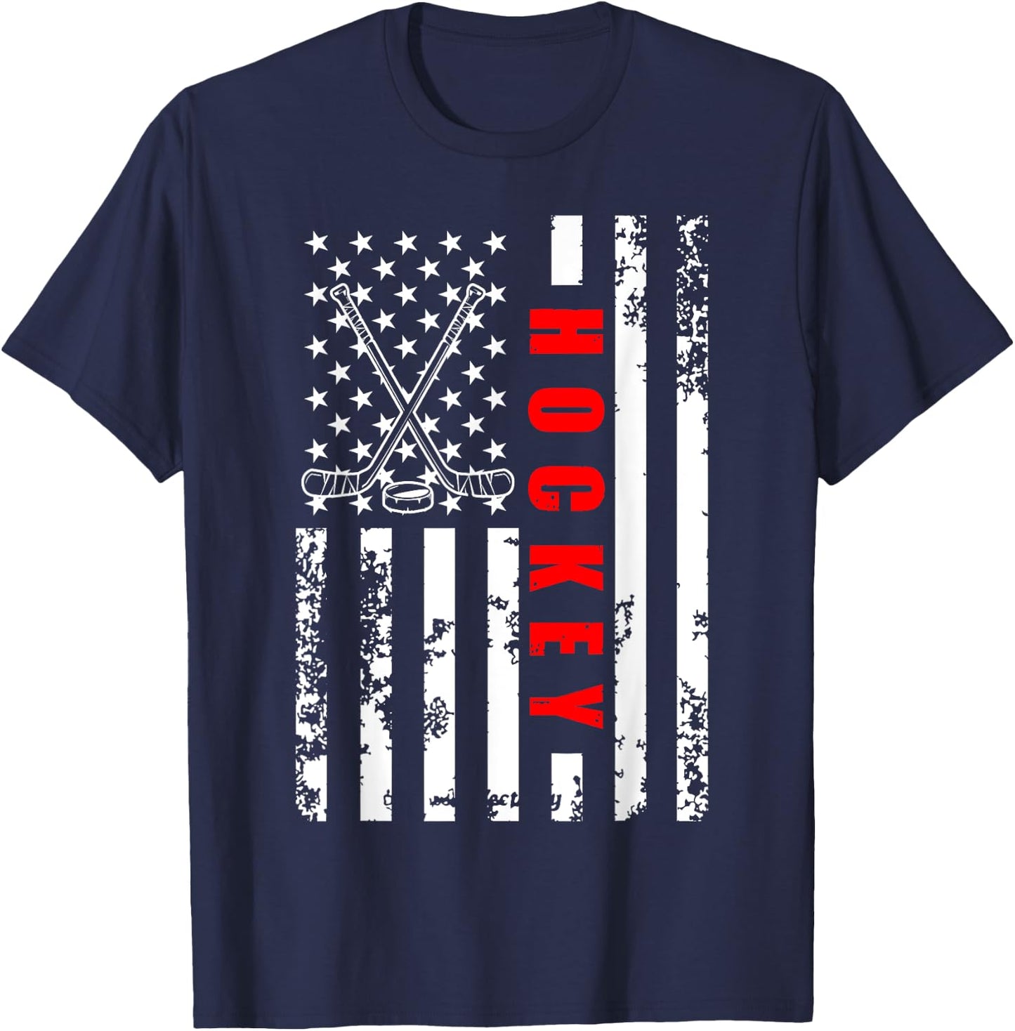 US American Flag Hockey Patriotic women kids Hockey T-Shirt - T-Shirt | Navy