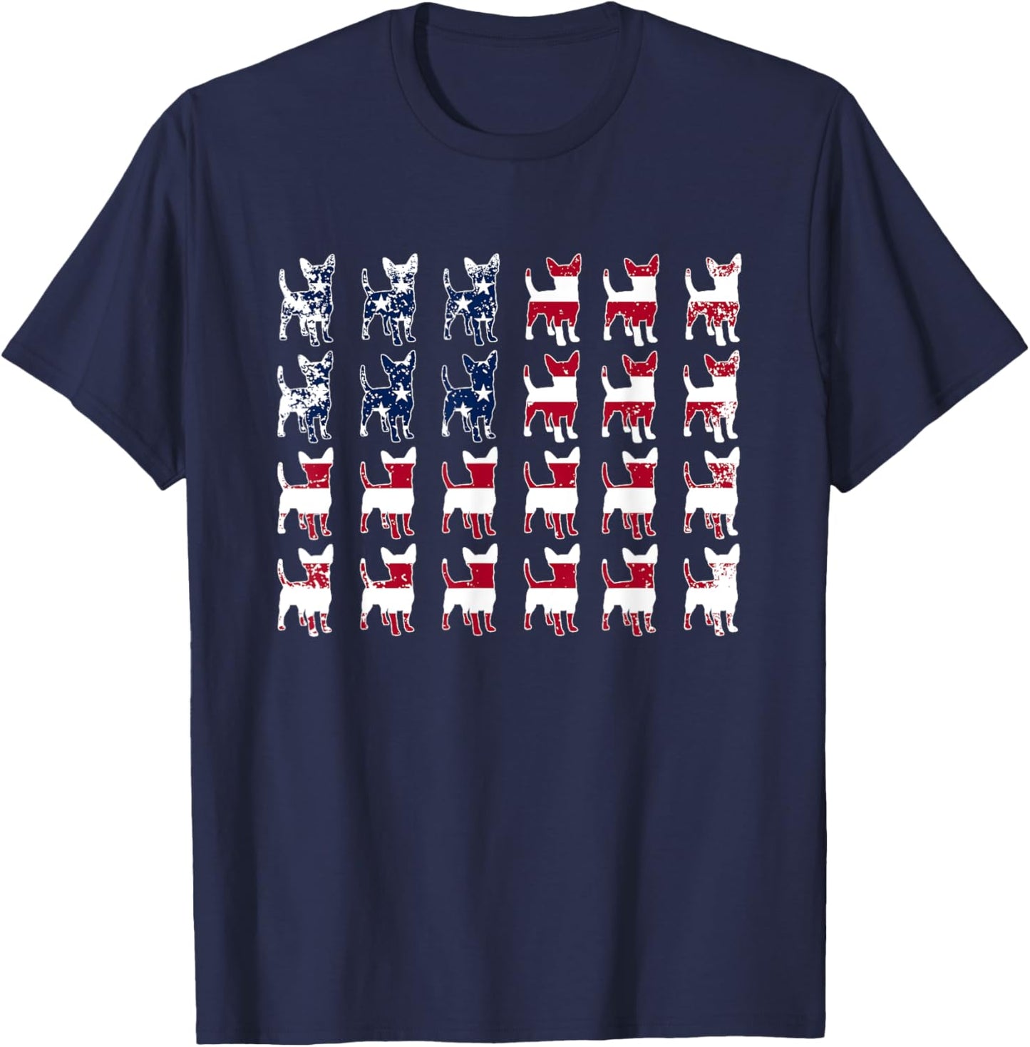 USA American Flag Chihuahua Lovers Fourth of July Patriotic T-Shirt - T-Shirt | Navy