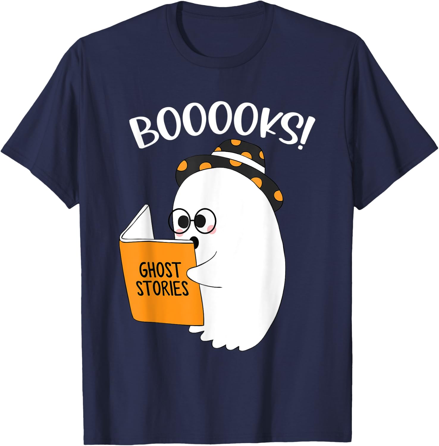 Booooks Funny Ghost Reading Books Halloween Teacher gift Women T-Shirt - T-Shirt | Navy