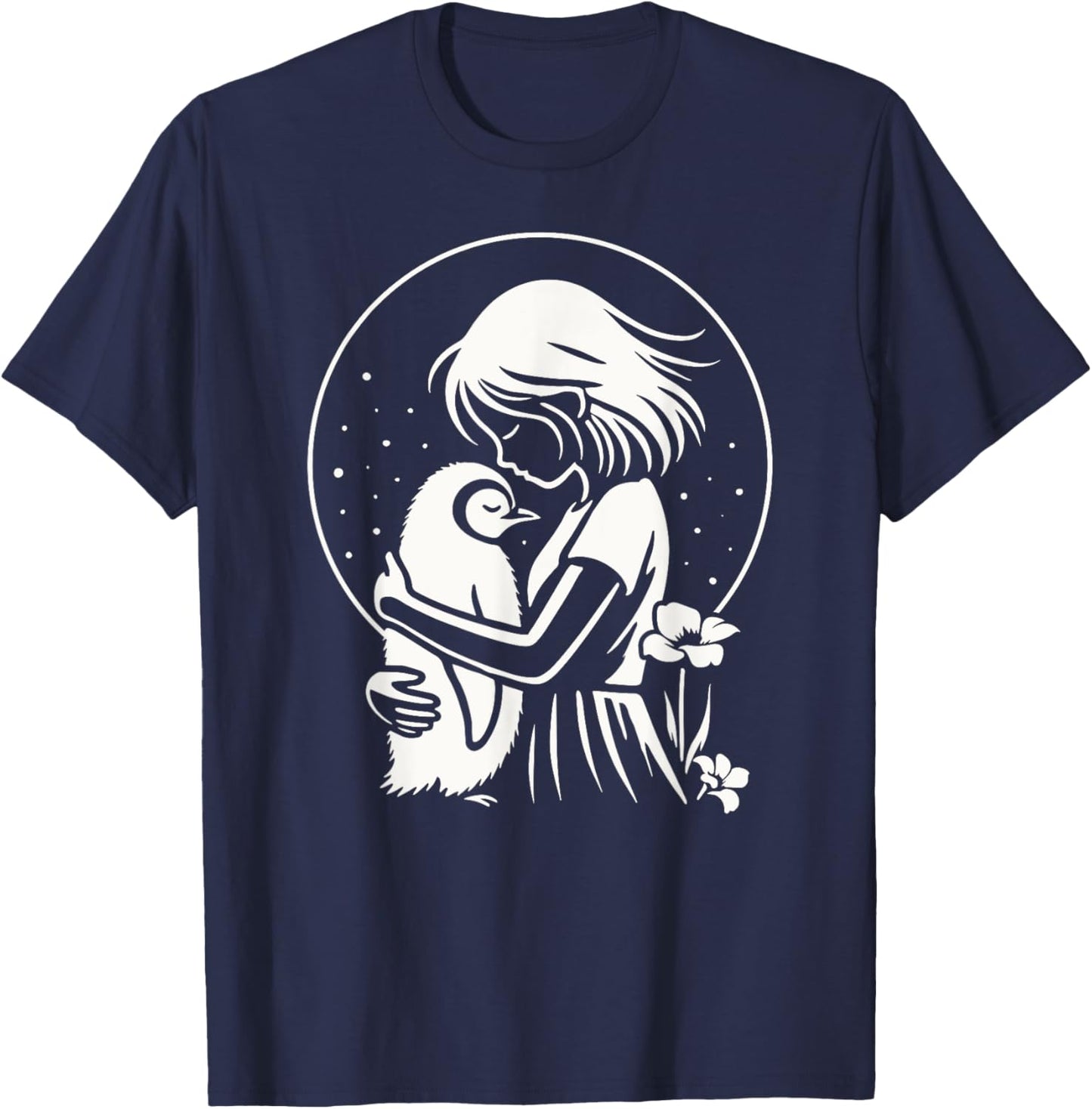 Penguin Shirt Woman Girl Child Silhouette Penguin , Black, S T-Shirt - T-Shirt | Navy