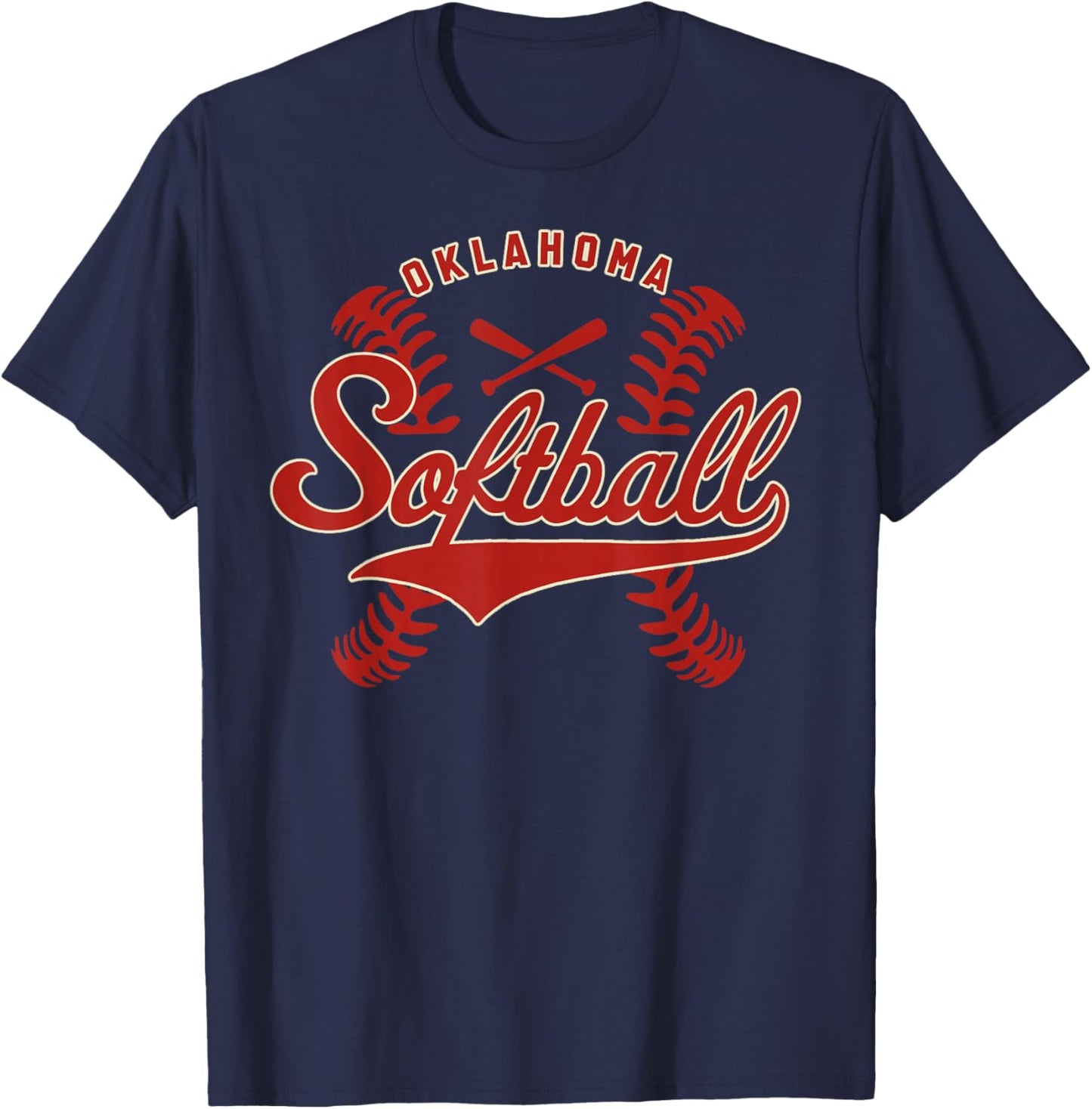 Oklahoma Softball Vintage Kids Team Retro Softball Fan T-Shirt - T-Shirt | Navy