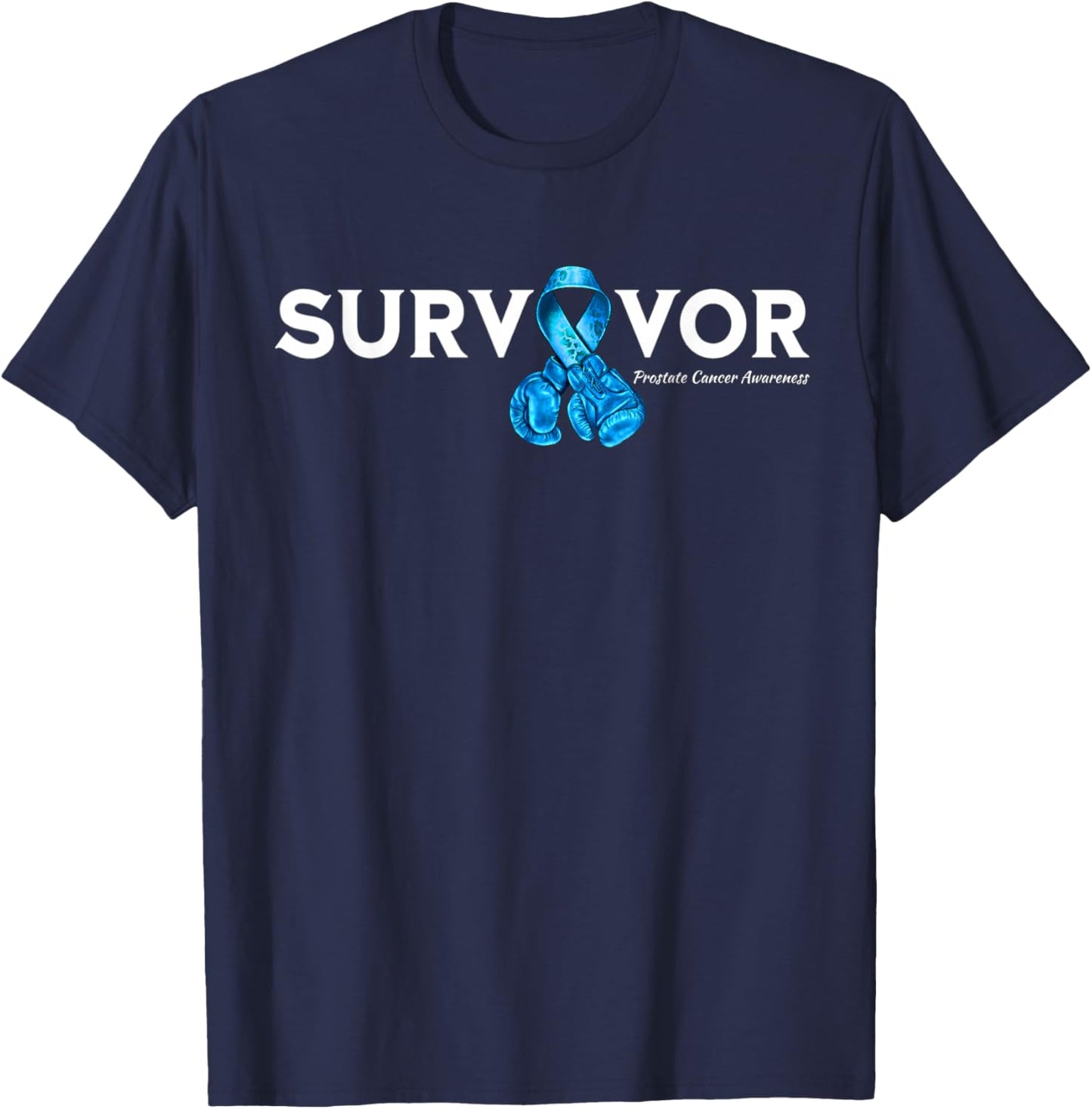 Family Prostate Cancer Awareness Light Blue Ribbon Survivor T-Shirt - T-Shirt | Navy