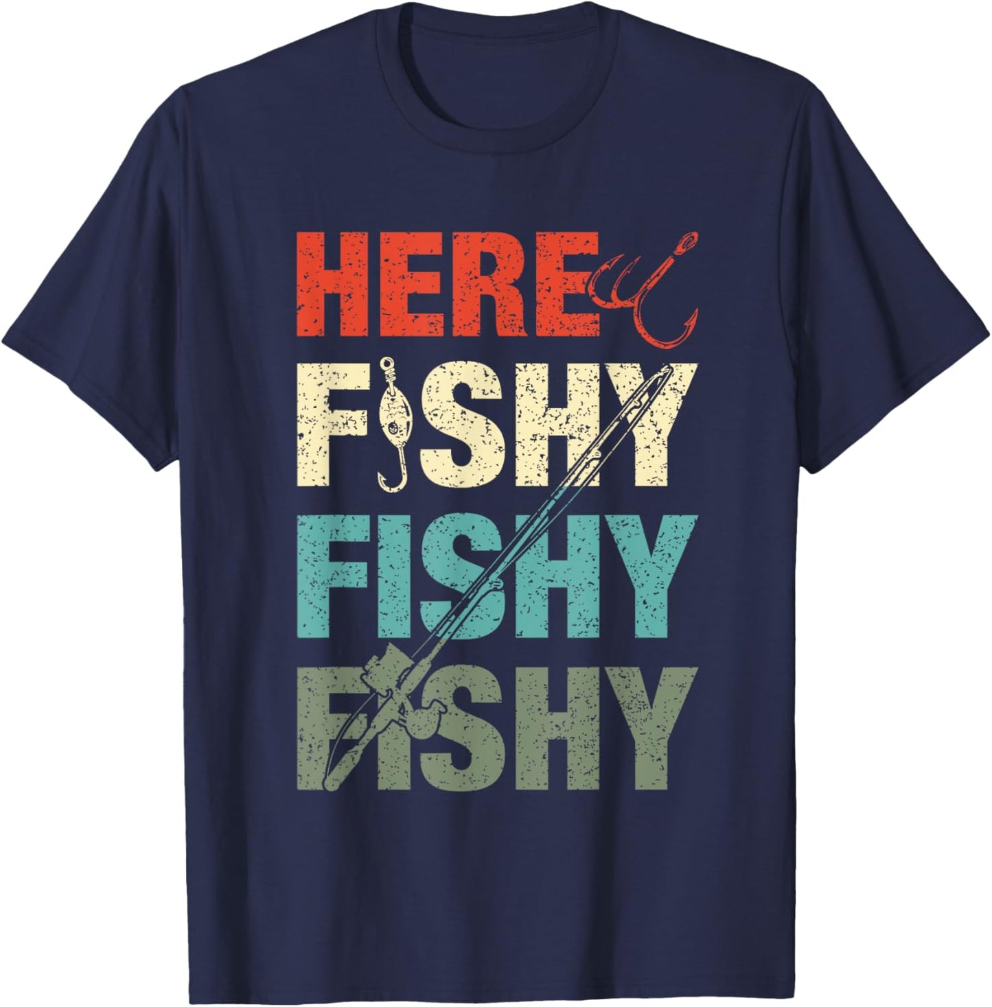 Fish Hunting Fishing Fishrod Fisherman Boys Women T-Shirt - T-Shirt | Navy