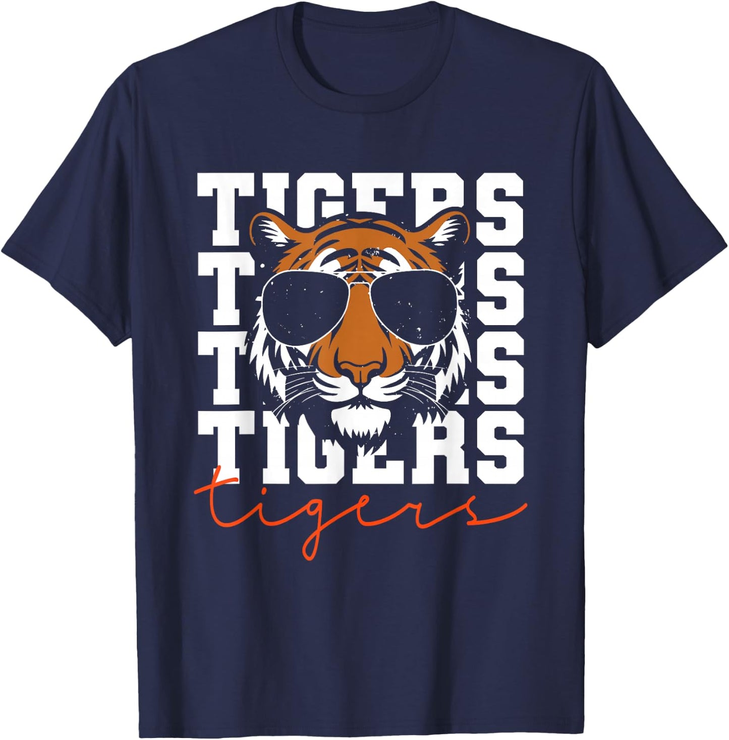 Vintage Tigers Inspirational Athletic Name Design Gift T-Shirt - T-Shirt | Navy