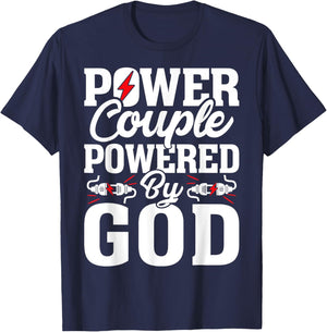 Power Couple Powered God - Christian Couple T-Shirt - T-Shirt | Navy
