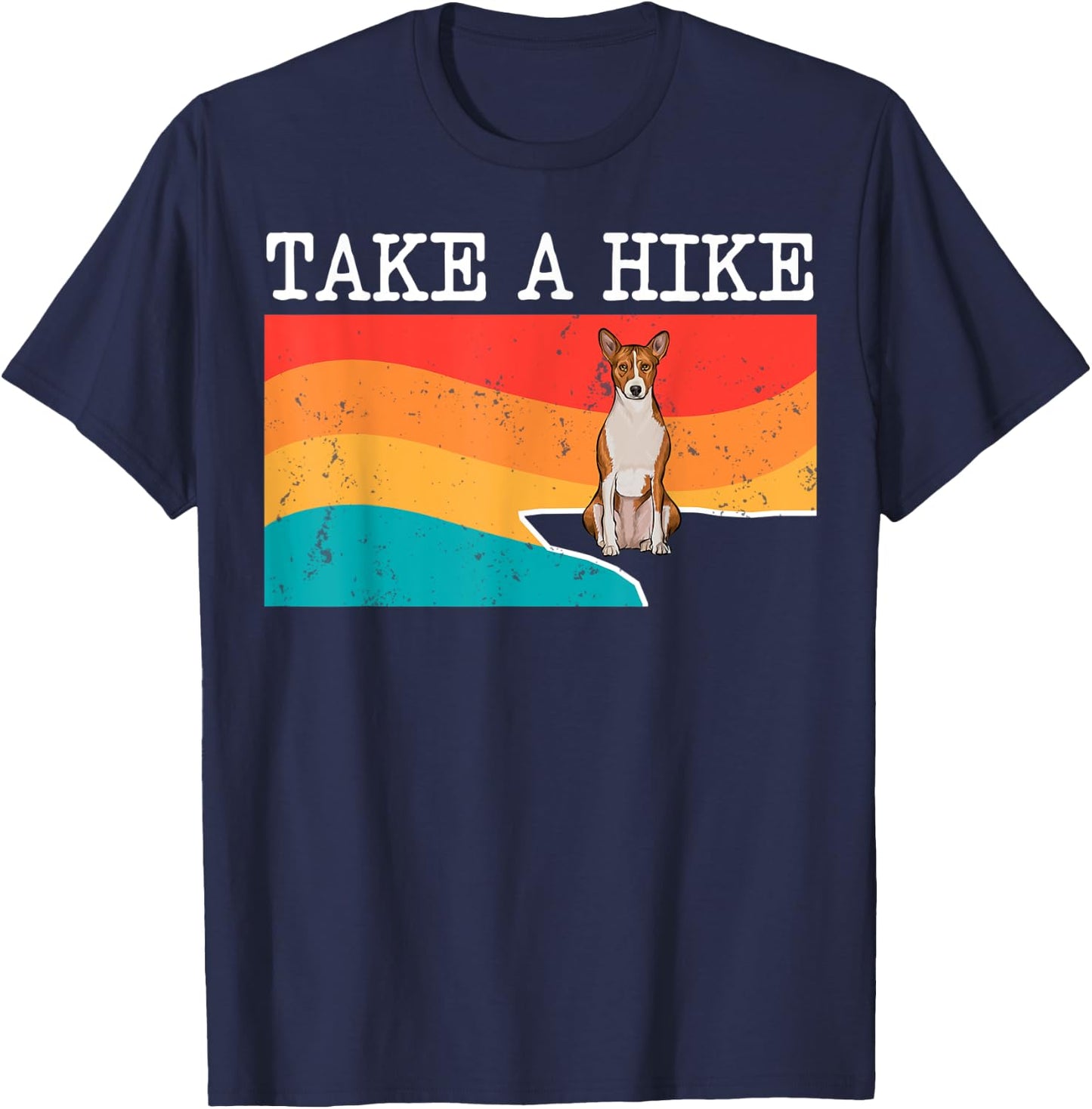 Funny Take A Hike Basenji Graphic Hiking T-Shirt - T-Shirt | Navy