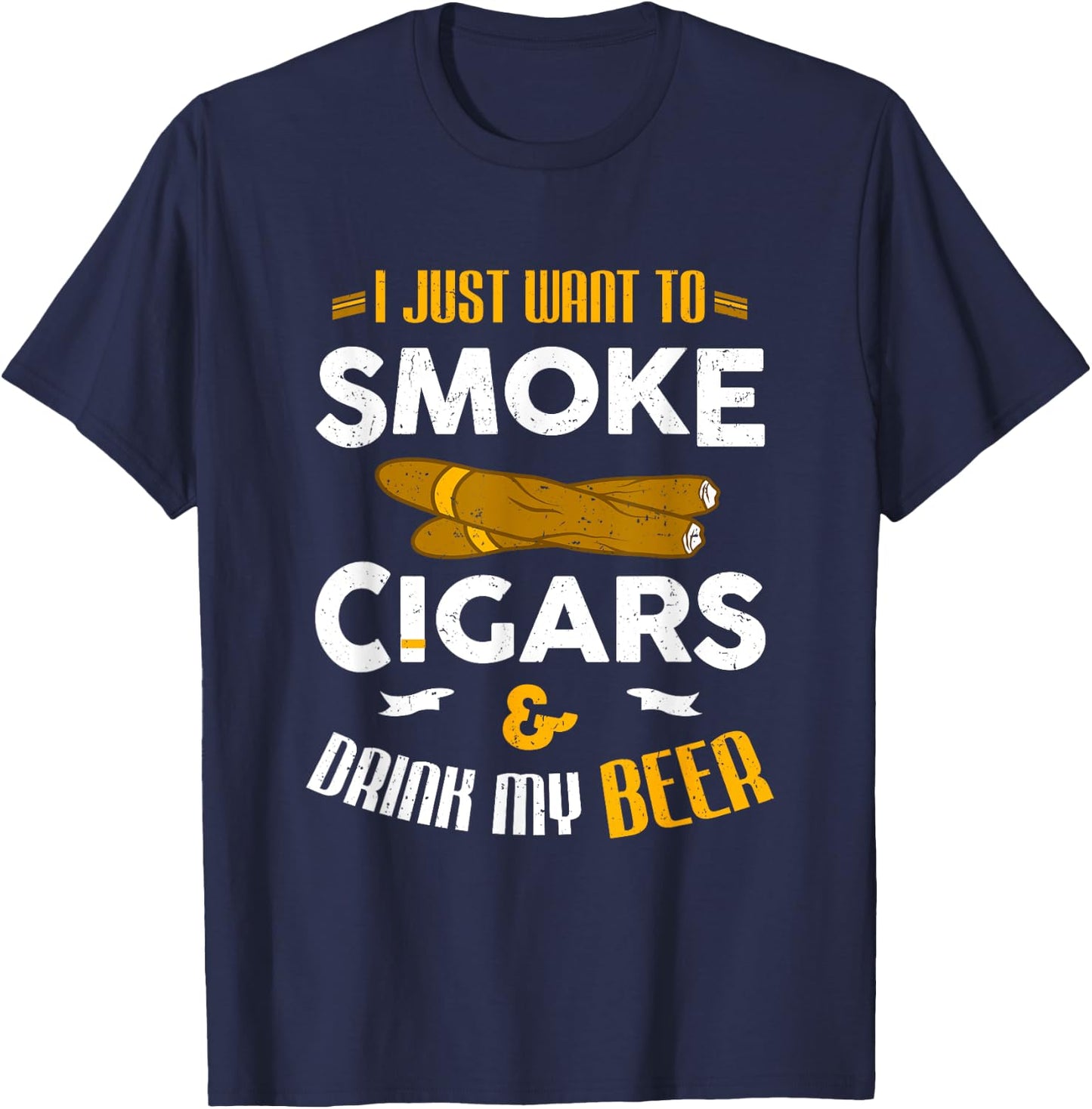 Cigar Shirts Cigar Smoker Beer Dad Fathers Day T-Shirt - T-Shirt | Navy