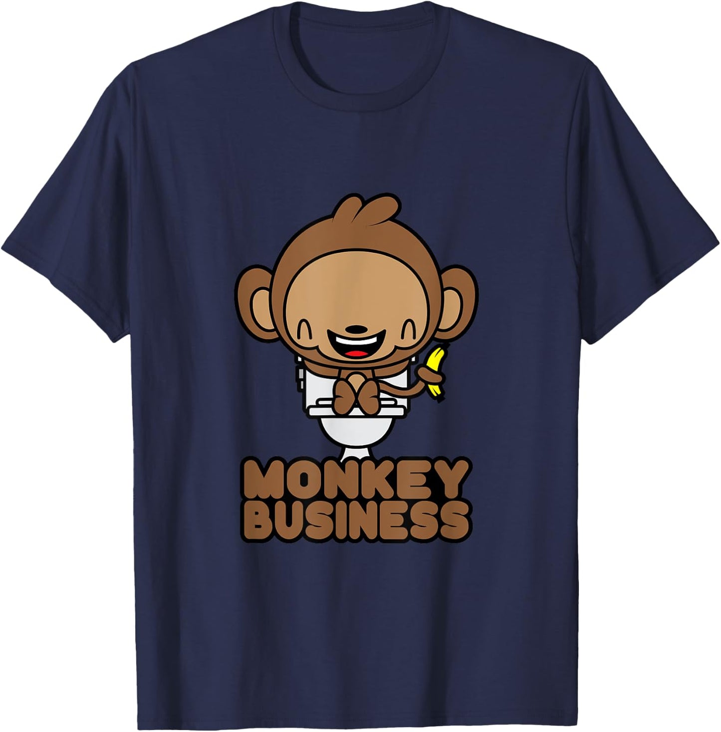 Potty Training Shirt Cute Toddler Monkey Business Toilet T-Shirt - T-Shirt | Navy