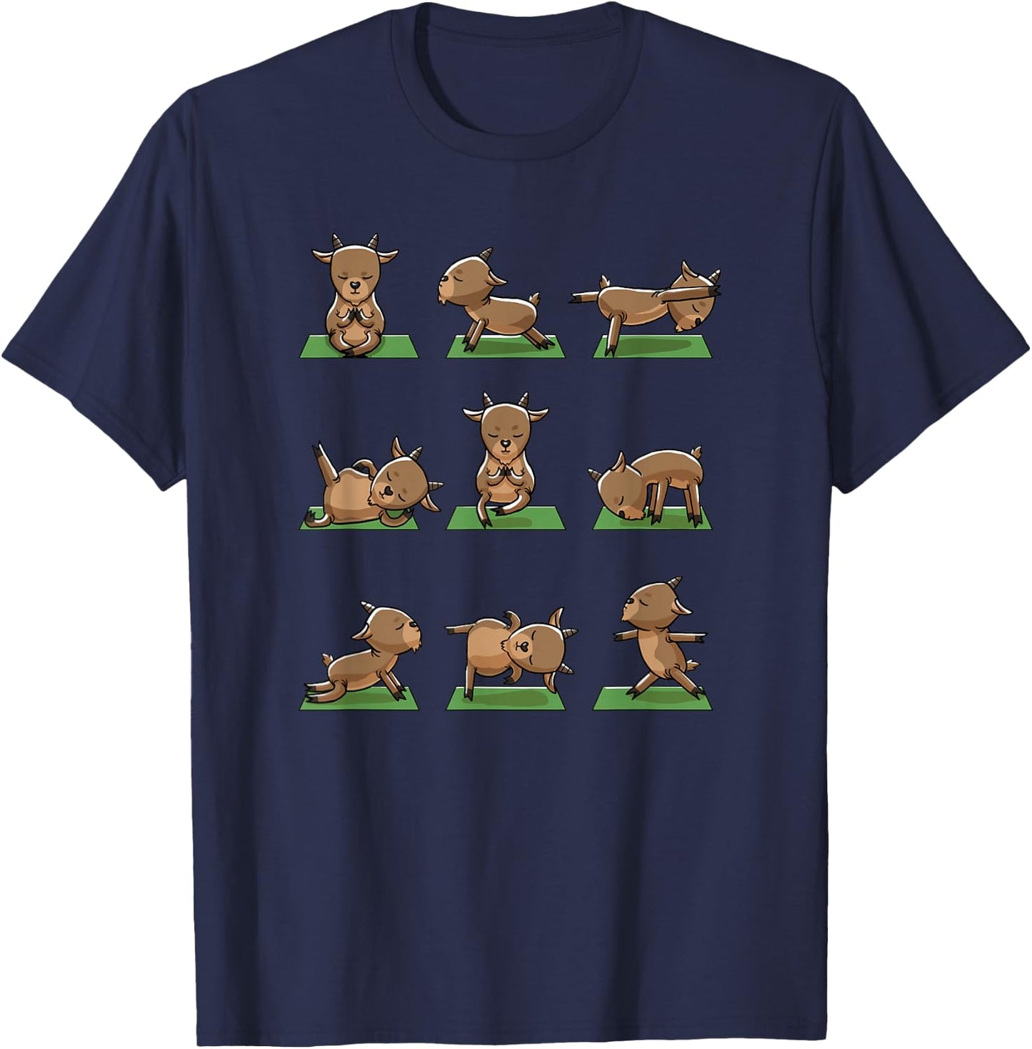 Yoga Goats Pose Funny Meditation Exercise Animal Lover Gift T-Shirt - T-Shirt | Navy