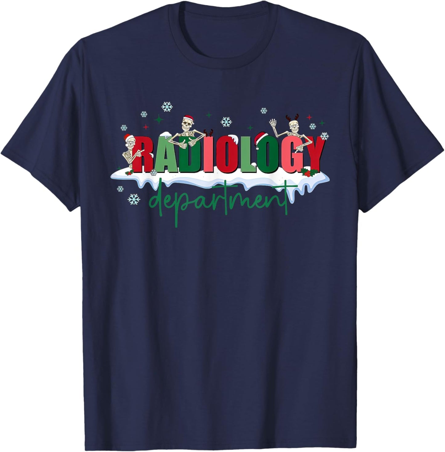 Christmas Radiology Department Funny Skeleton X-ray Tech T-Shirt - T-Shirt | Navy