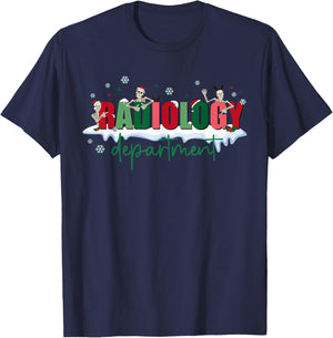 Christmas Radiology Department Funny Skeleton X-ray Tech T-Shirt - T-Shirt | Navy