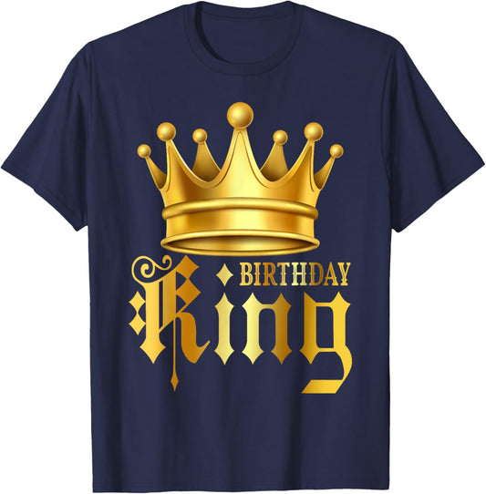 Birthday King Matching Couple Costume Birthday Party Men Boy T-Shirt - T-Shirt | Navy