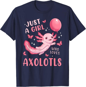 Axolotl Kawaii Cute Butterfly Anime Axolotl for Girls Kids T-Shirt - T-Shirt | Navy