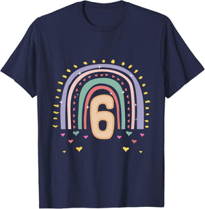 Kinder 6. Geburtstag süßes Regenbogen Mädchen 6 Jahre alt Deko T-Shirt - T-Shirt | Navy