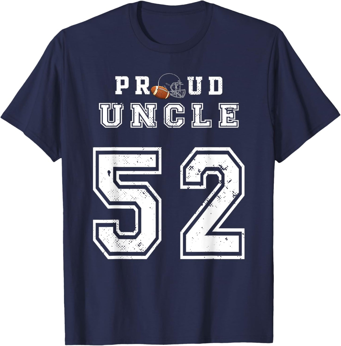 Custom Proud Football Uncle Number 52 Personalized T-Shirt - T-Shirt | Navy