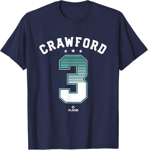 JP Crawford 3 Seattle MLBPA T-Shirt - T-Shirt | Navy