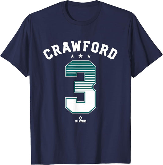 JP Crawford 3 Seattle MLBPA T-Shirt - T-Shirt | Navy