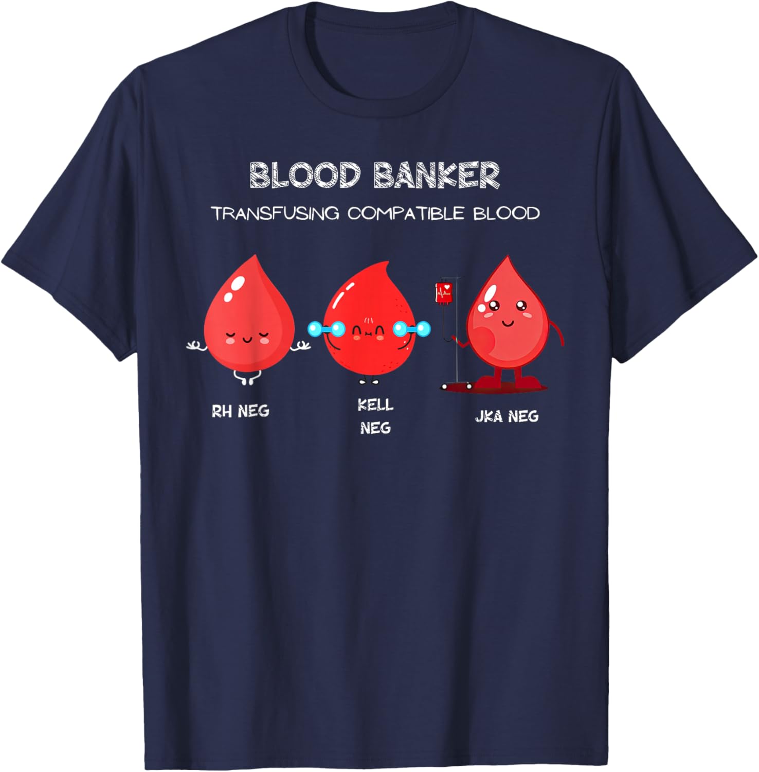 Blood Bank Blood Type Medical Lab Science Laboratory Blood T-Shirt - T-Shirt | Navy