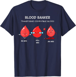 Blood Bank Blood Type Medical Lab Science Laboratory Blood T-Shirt - T-Shirt | Navy