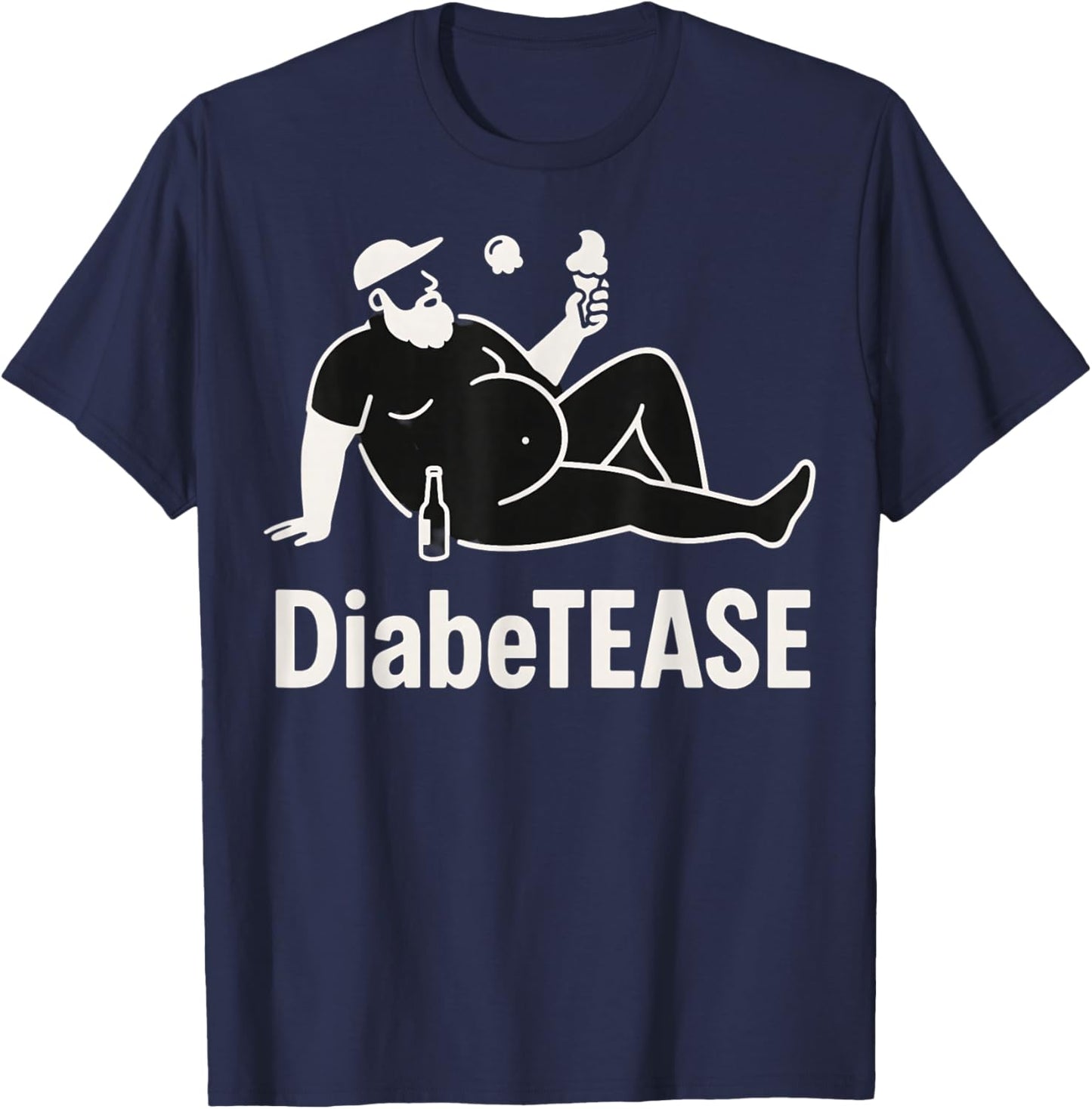DiabeTEASE Dad Joke Diabetes Pun Funny Graphic T-Shirt - T-Shirt | Navy