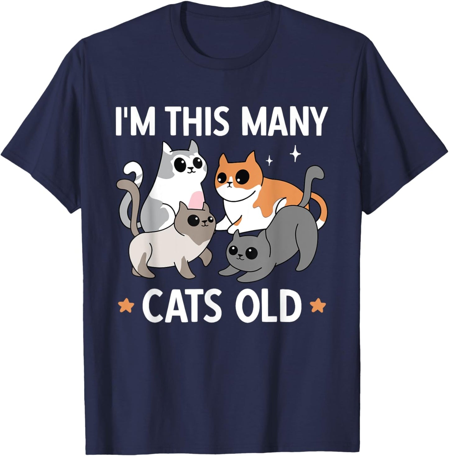 I'm This Many Cats Old 4th Birthday Party Kitten Cat T-Shirt - T-Shirt | Navy