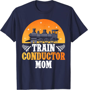Train Conductor Mom Train Conductor T-Shirt - T-Shirt | Navy