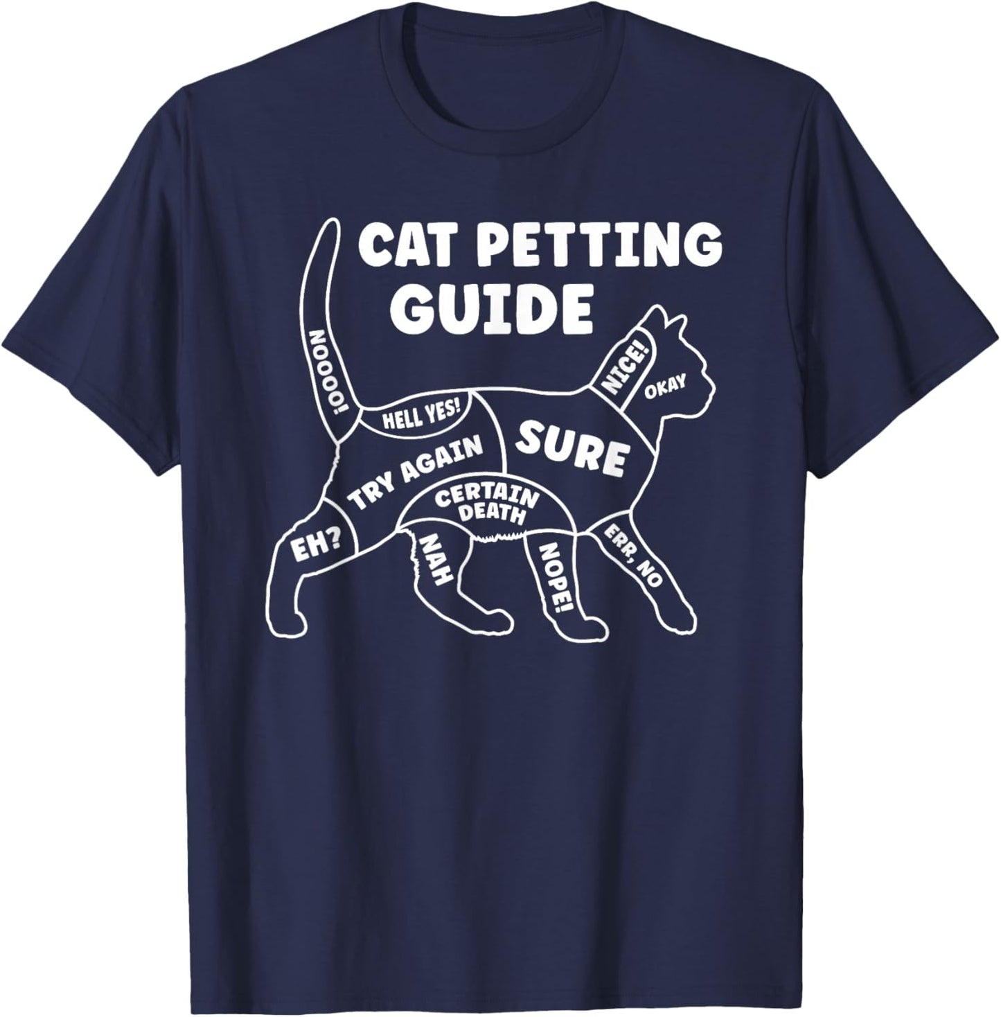 Funny Cat Petting Guide for Pet Owners & Kitty Lovers T-Shirt - T-Shirt | Navy