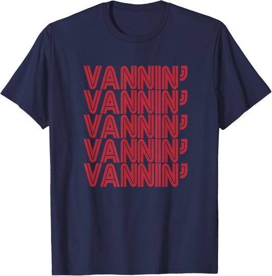 VANNIN' Retro Red Design T-Shirt - T-Shirt | Navy
