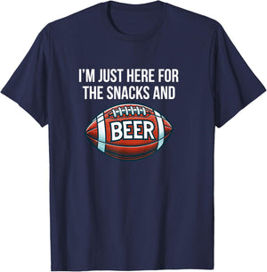 I'm Just Here For The Snacks And Beer - Football T-Shirt - T-Shirt | Navy